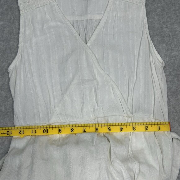 KNOX ROSE Maxi Dress S White Faux Wrap Tiered Seersucker Beachcore Resort - Picture 9 of 13